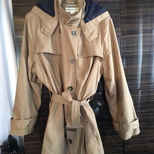 Ava & Viv belted trench coat khaki tan hoo…